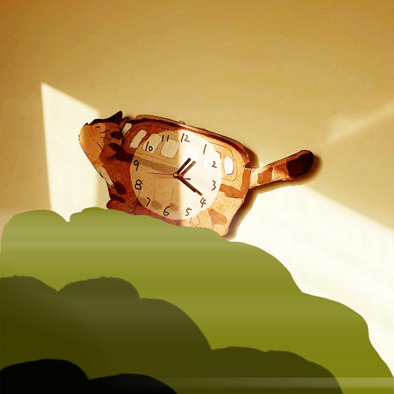 

Creative Studio Ghibli Totoro Cat Car Wall Clock – Silent & Decorative Two-Dimensional Design Other