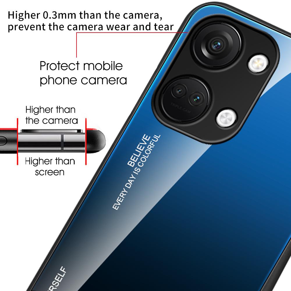For OnePlus Nord 3 5G/Ace 2V Gradient Tempered Glass Back Shell PC+TPU Shock Protective Phone Case