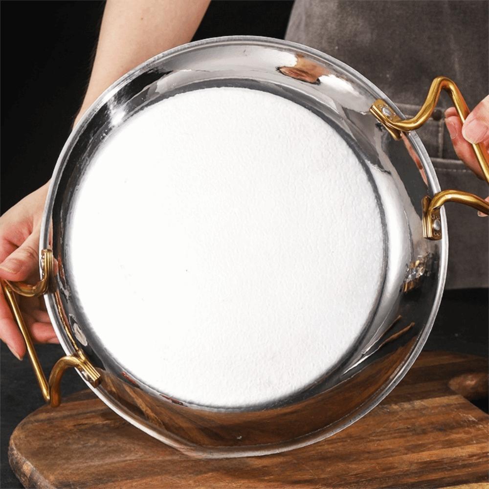 Flat Bottom Seafood Rice Pot Stainless Steel Stock Pot Hammer Grain Seafood Paella Pan Cooking