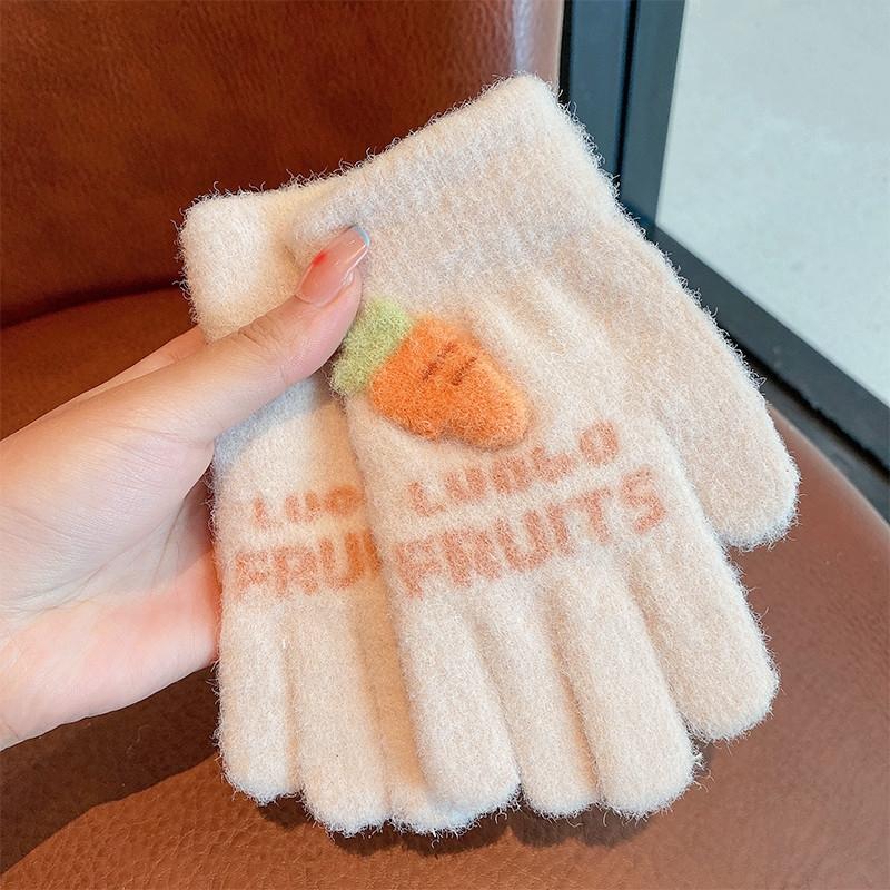 

Korean Sweet Cherry Children Kids Warm Gloves Winter Windproof Thicken Boys Girls Kids Cycling Mittens Cute Fashion Baby Gloves білий