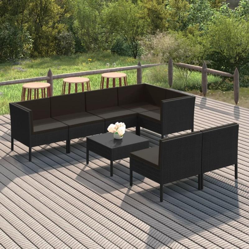 Day and Night - Day and Night Garden Furniture Set 8 Pieces and Black Synthetic Rattan Cushions