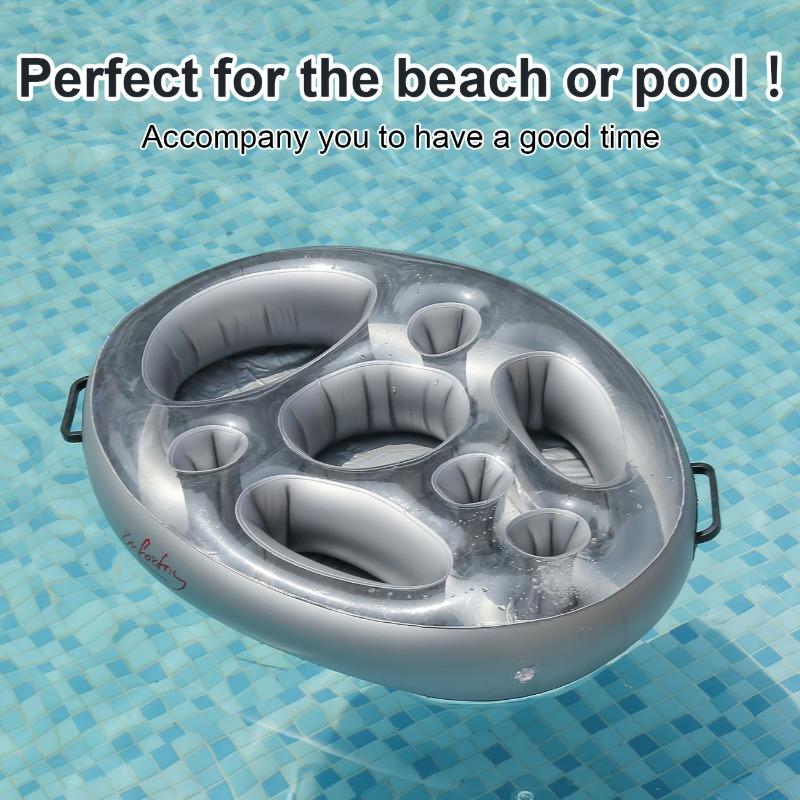 Inflatable Ice Bar Swimming ring,Floating Drink Tray with Multiple Cup Holders, Perfect for Pool Parties and Summer Gatherings