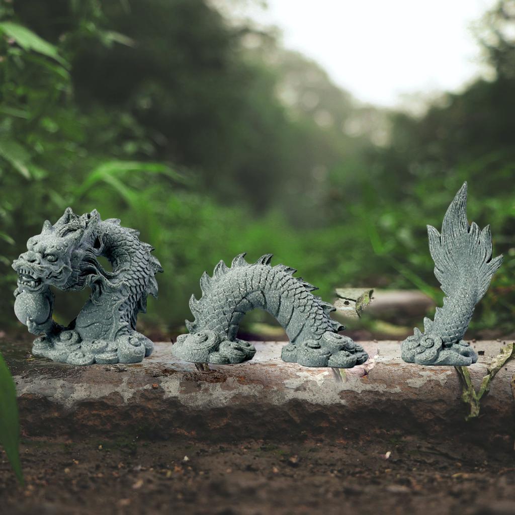 Resin Dragon Set Collectible Figurine Dragon Ornament Tea Pet Aquarium Landscaping for Hotel Indoor Outdoor Home Desktop Decor
