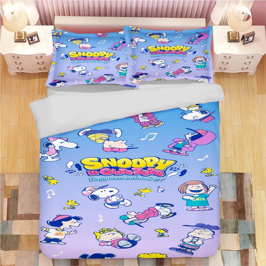 Snoopy Anime Home Bedroom Comforte Nordic polyester material suitable for children and adults 3-piece set