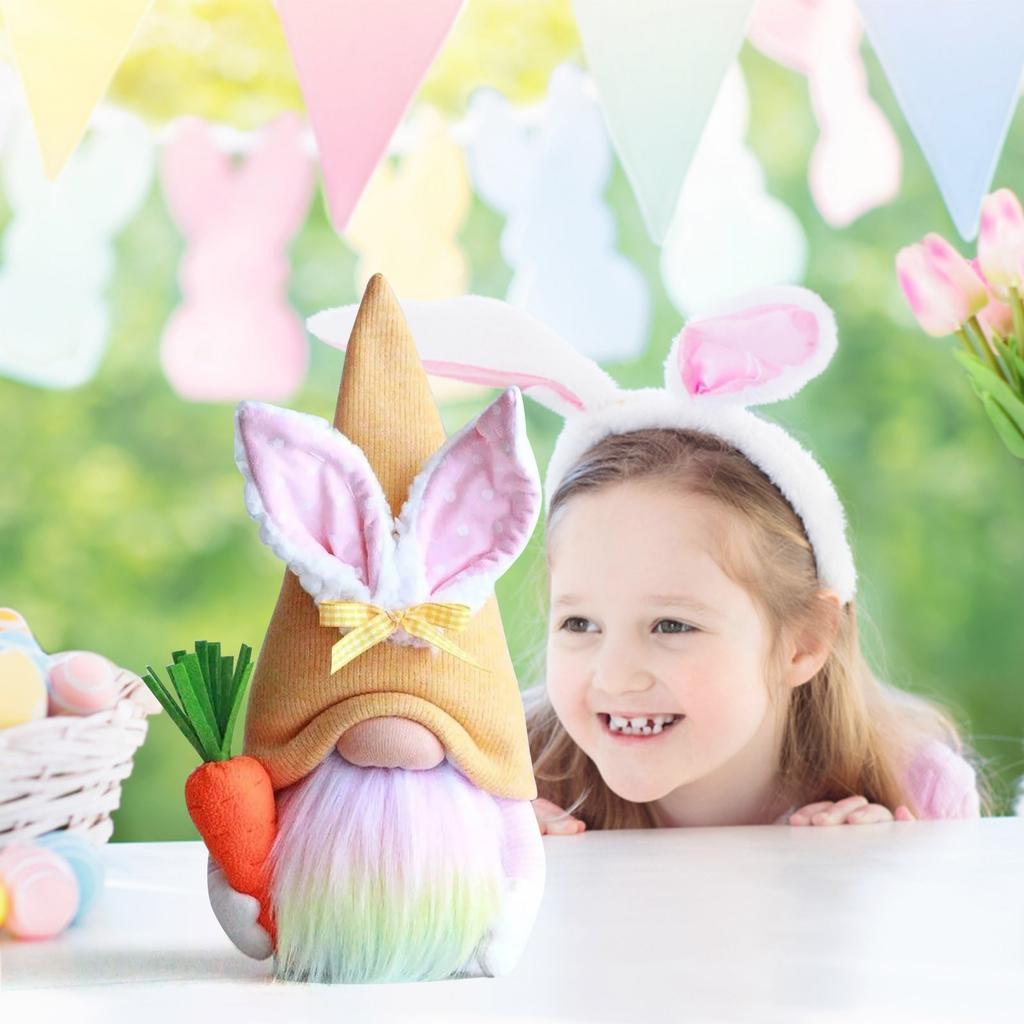 Gnomo di Pasqua Peluche Elfo Decorazioni, Gnomo Coniglio Fatto a Mano Bambola Senza Volto Ornamenti di Pasqua, Decorazione Casa Primavera Pasqua Ornamenti Regali