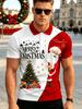 Nieuw Zomers Heren Poloshirt, Feestelijk Contrastkleur Kerstman Kerstboom Vakantie Kunstprint Korte Mouw Poloshirt, Comfortabele Kraag Top, Licht