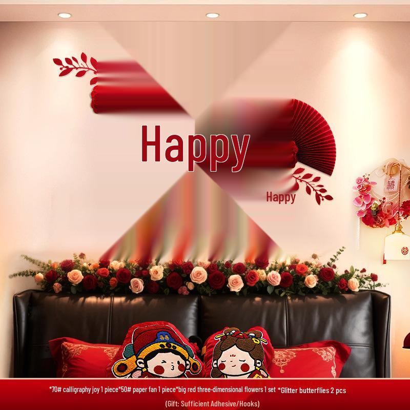 Wedding Room Double Happiness Wall Sticker Set for Bedroom Decoration