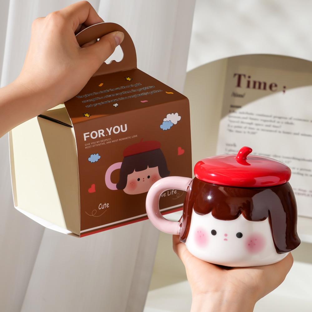 Creative Ceramic Cup High Value Mug Cute Girl Water Cup Souvenir Birthday Gift Home Coffee Cup