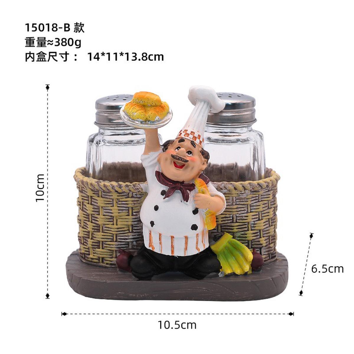 

American Chef Functional Ornament Resin Restaurant Bar Coffee Shop Pepper Powder Bottle Shelf