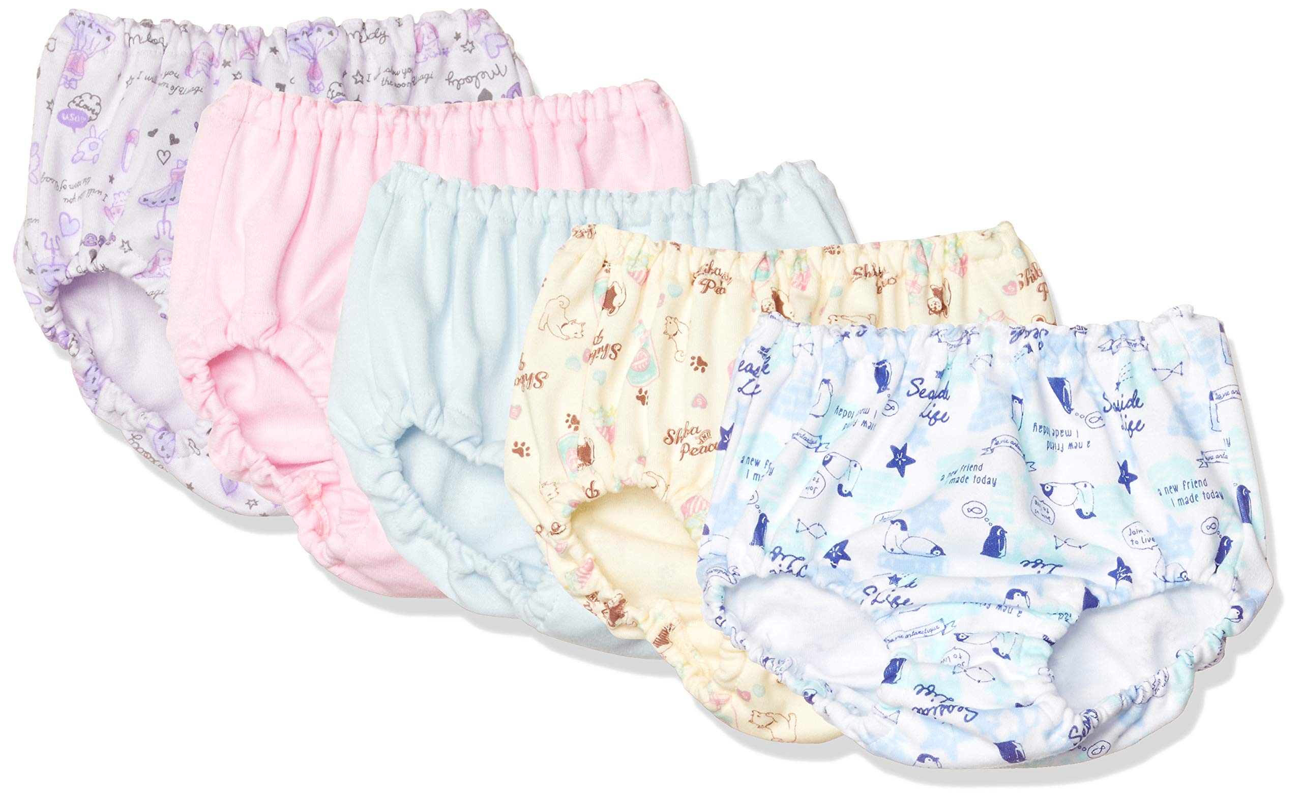 

Набор из 5 милых трусиков с животными размера 100 по японской шкале [GARO], с принтом/однотонные/с принтом по всей поверхности, для девочек, многоцветные, Япония, (эквивалент 100)