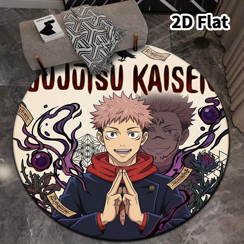 Jujutsu Kaisen Okrągły Dywanik Dywan do Salonu Sypialni Sofy Pokoju Zabaw Dekoracja Antypoślizgowa Mata Podłogowa