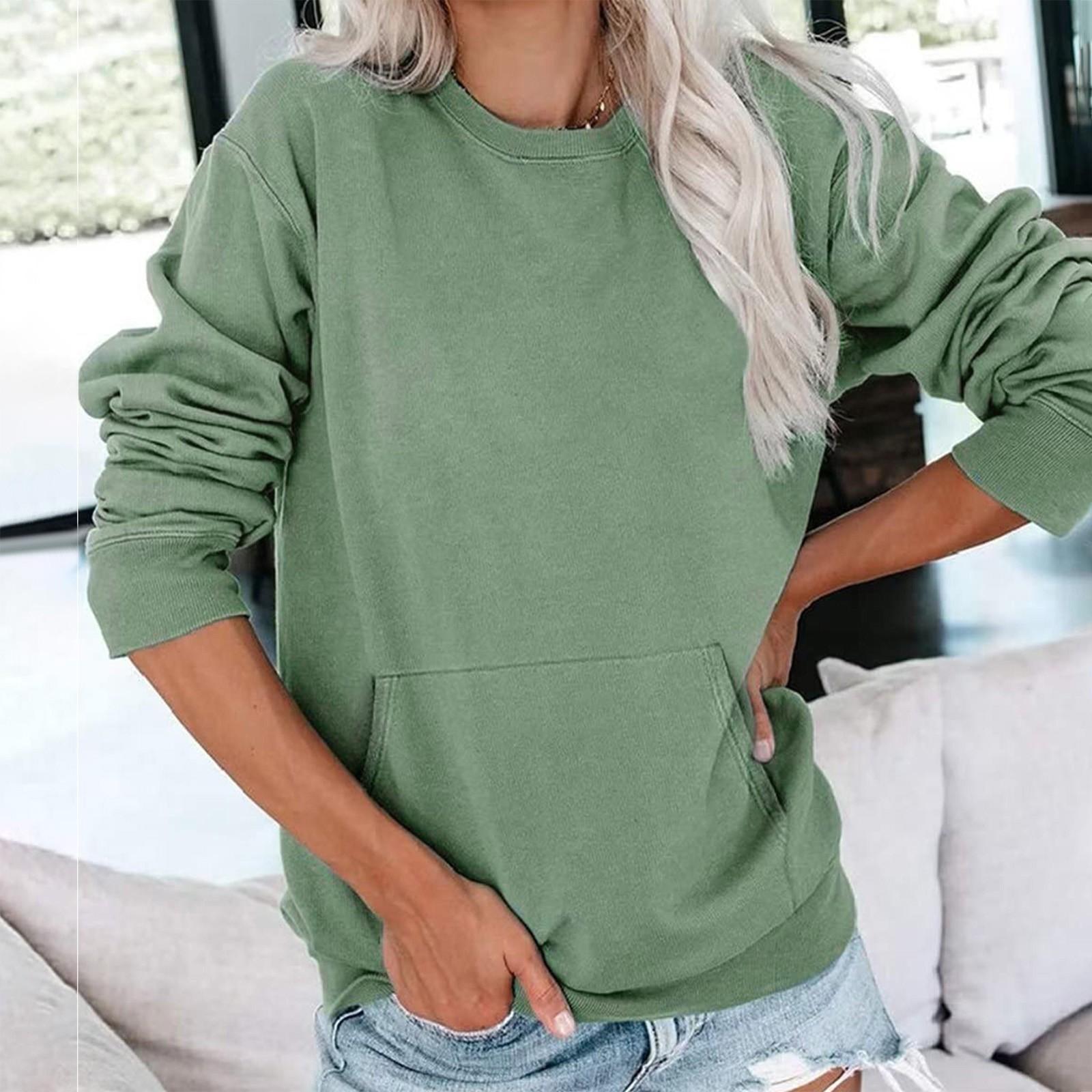 

Женская повседневная модная блузка с длинным рукавом и карманом с цветочным принтом и круглым вырезом L армия зеленый