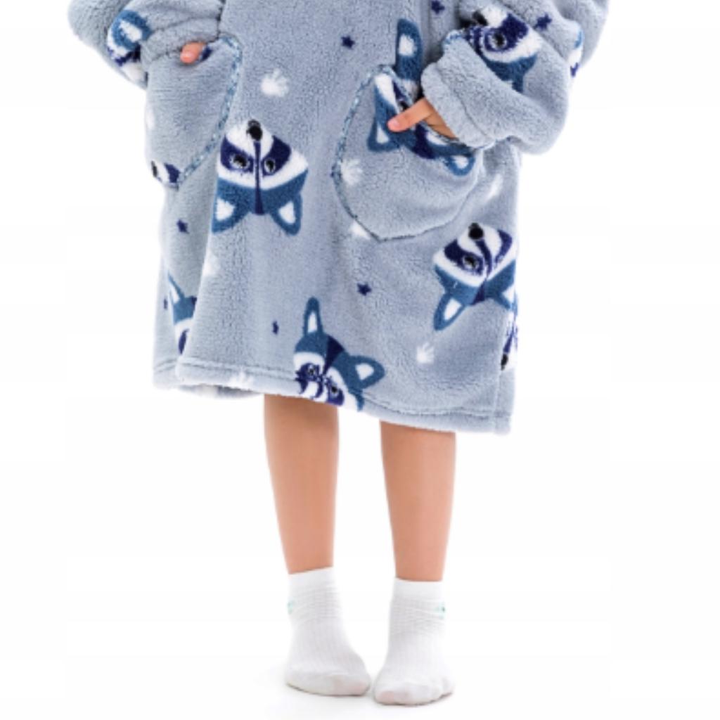 Blanket Sweatshirt Oversize Children's Blanket Sweatshirt 2In1 Raccoon Nativity Scene Pajamas Blanket