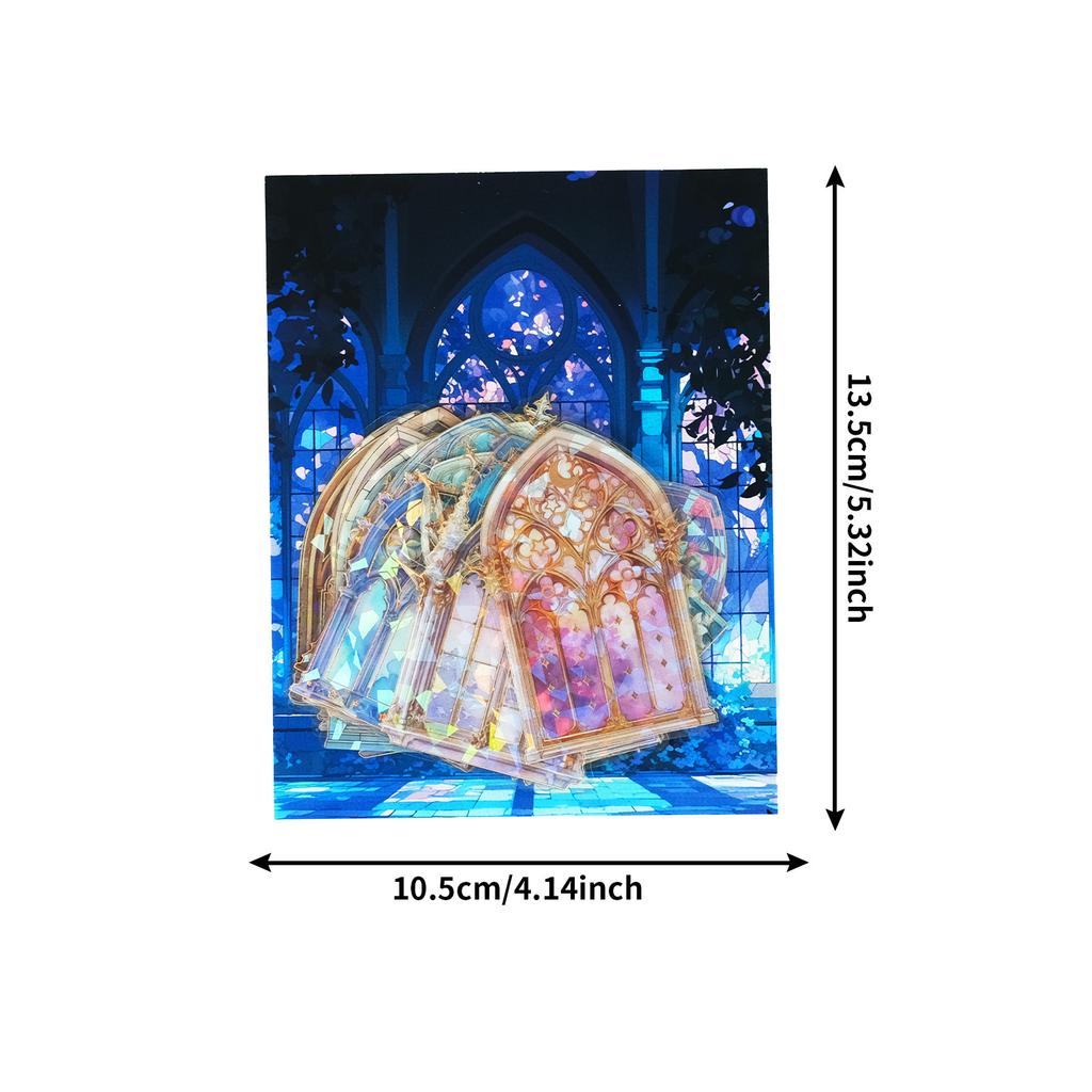 30 Bronzing Cathedral Theme Transparent Pet Stickers Creative Design Handbook Diy Material Decoration