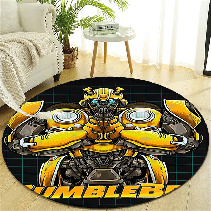 1pc Bumblebee2 Design Printed Area Round Carpet for Bedroom Living Room Home Decor Rugs Mat Non Slip Mat Rug for Bedside