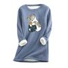 Women Thick Fleece Sweatshirt Leopard Print Velvet Warm O-neck Underwear Top