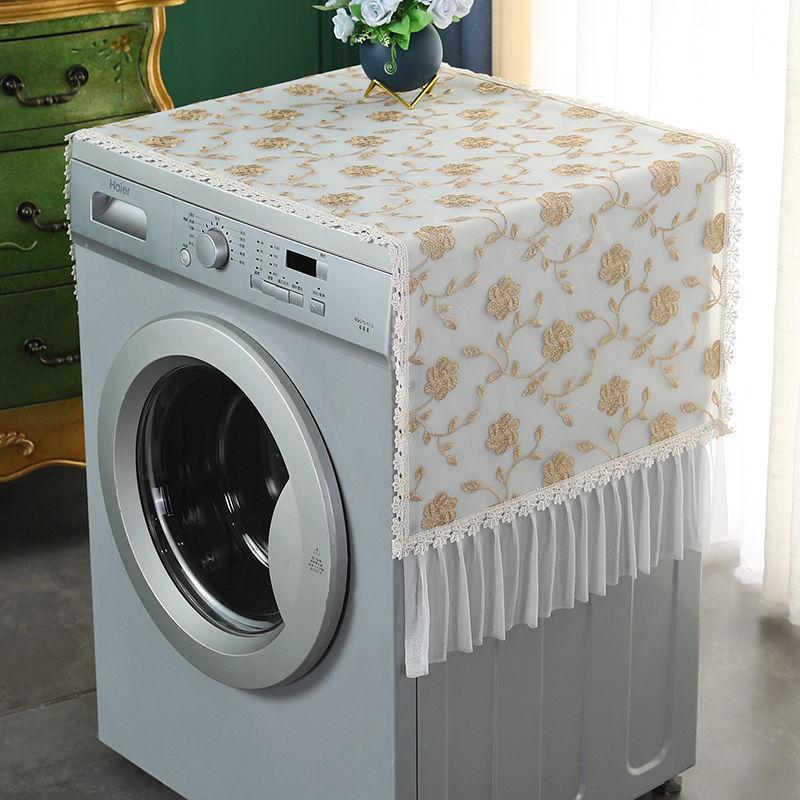 Lace Embroidery Washing Machine Covers Sunscreen Anti-slip Dust Cases for Automatic Protective Cover Decoration