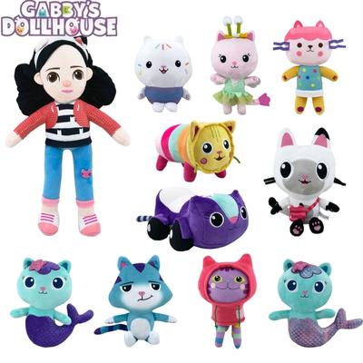 9 pçs casa de boneca de gabby brinquedo de pelúcia mochila bolo de gato gato sorridente gato de pelúcia plushie gaby adesivo para criança presente de natal