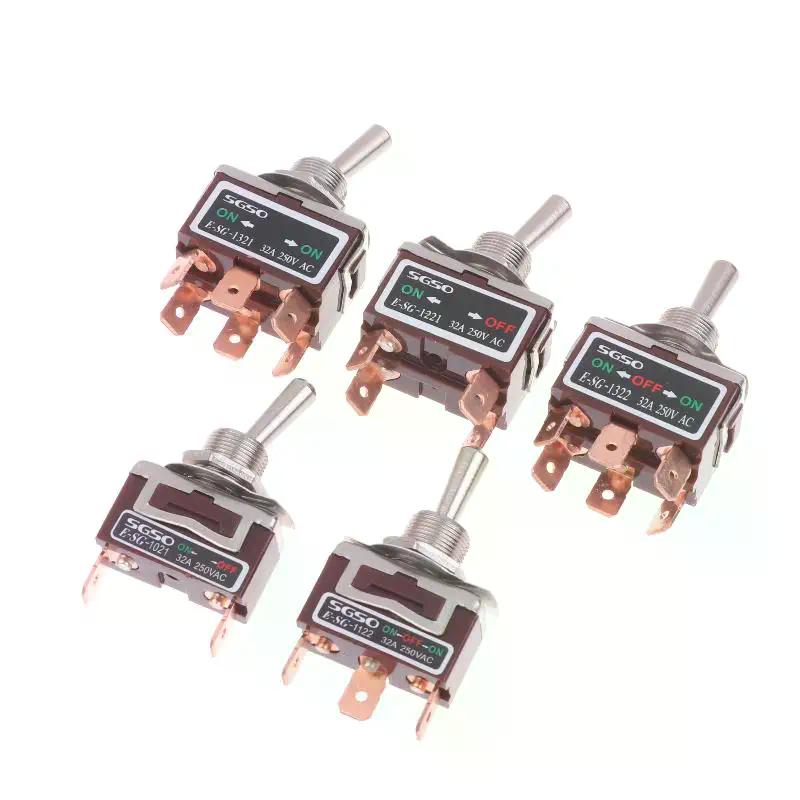 1Pcs  Power Switch 2/3/4/6Pin E-SG Toggle Switch 32A 250VAC Rocker Switch With Brass Screw Foot Pin