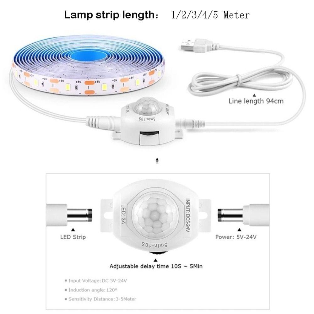 1/2/3/4/5 Meter USB LED Light Wireless Sensor PIR Motion Detection LED Ribbon Light 5V USB Powered Flexible LED Tape Ribbon
