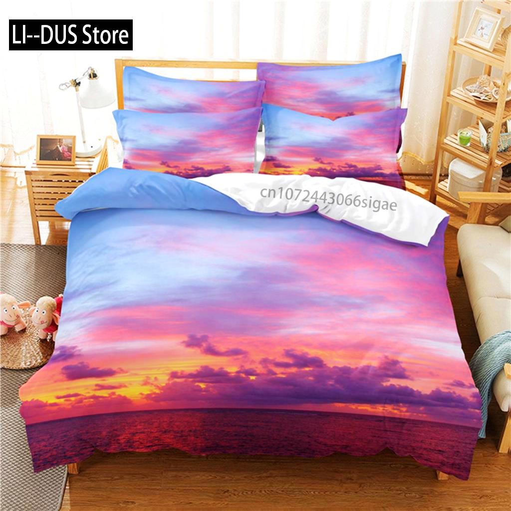 Bellissimo Paesaggio Set Biancheria da Letto Set Copripiumino Stampa Digitale 3D Set Biancheria da Letto Matrimoniale Design alla Moda
