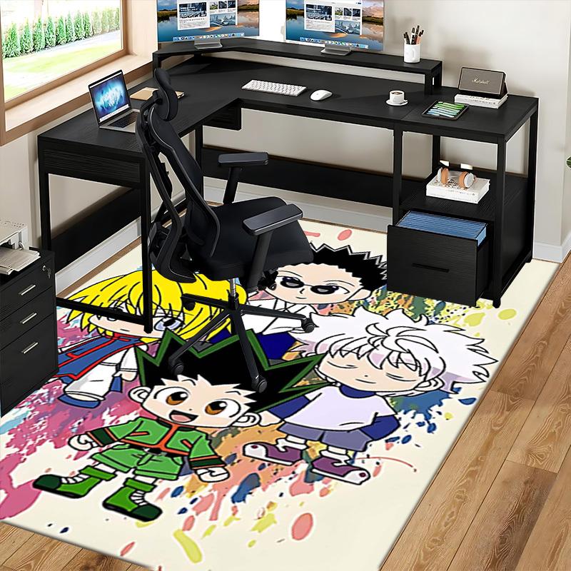 1pc Hunter x Hunter Chair Mat - Office Desk Pad with Leorio, Gon, Killua, and Hisoka for Home Decor, Seasonal Gift, Anti-Slip Carpet, Office, Living R
