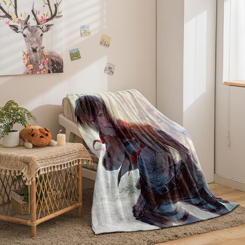 Attack On The Giant Series Flannel Blanket 3D Printed Sofa Blanket Thickened Blanket