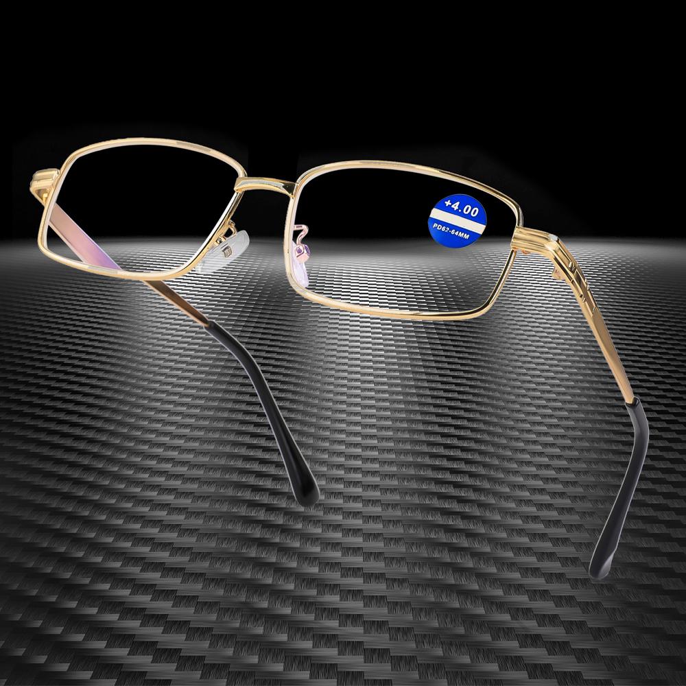 

KROKODIL Классические очки для чтения для мужчин и женщин Металлическая оправа Блокировка синего света Ретро пресбиопические очки +1 золотой