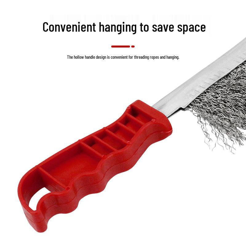 Steel Wire Brush with Plastic Handle - Stainless Steel & Copper Plated, Knife Type for Rust Removal and Cleaning
