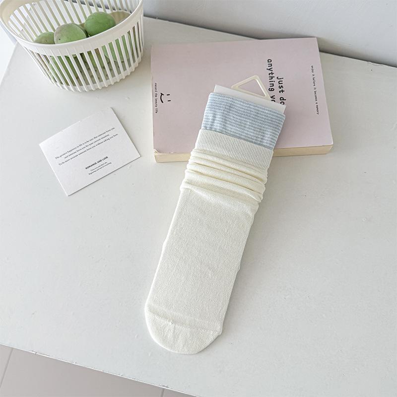 

Sock Baby Girl Blue Polka Dot Mid-calf Socks, Sweet Lace, Versatile Striped Pile Socks, Boneless Socks 1 pair