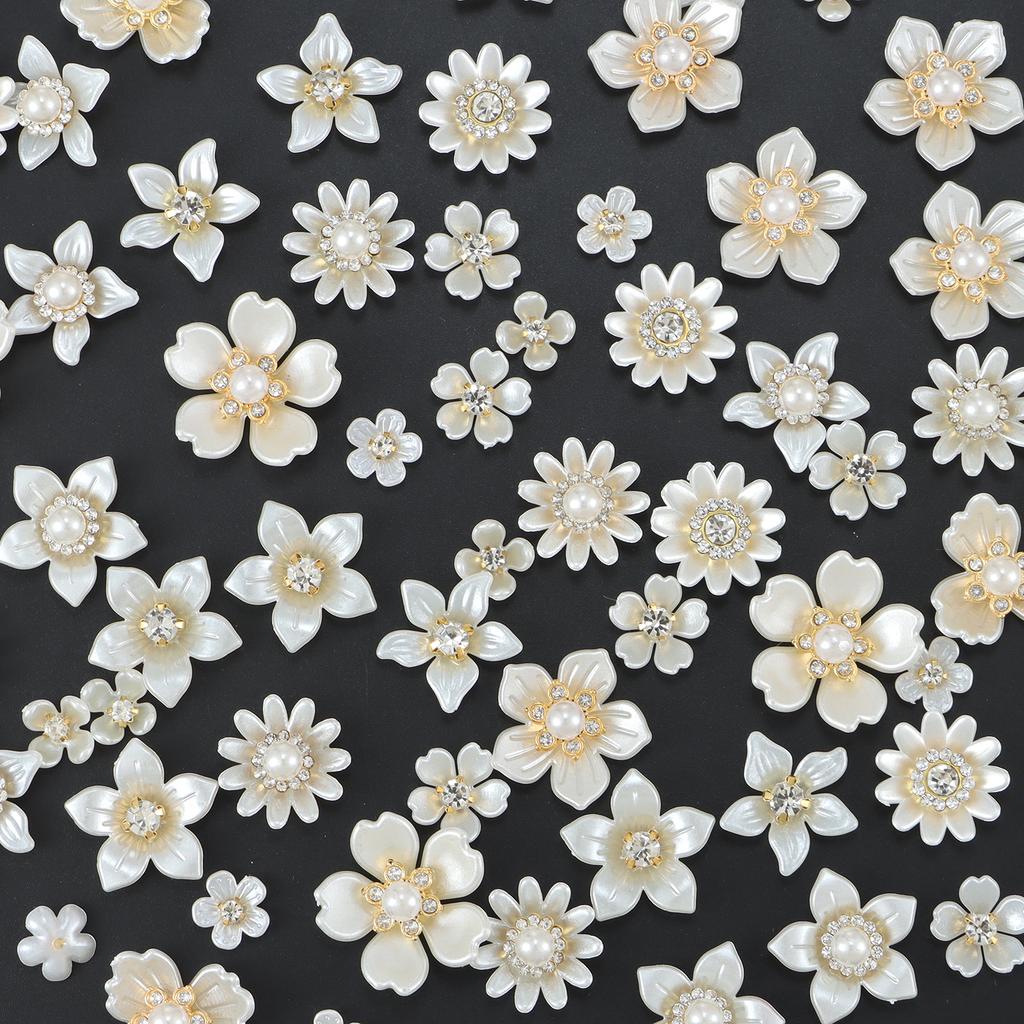 New 50pcs oversized gold background with diamond pearl flowers, DIY earrings, necklaces, headwear, jewelry making crafts