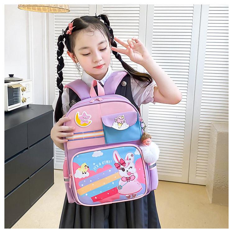 Trendy Cool Kids Backpack With Animal Pattern And Colorful Stitching For Grade 1-2