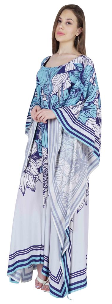 Moomaya Long Kaftan Maxi Dress For Women  s Kimono Sleeves Beachwear Cover Up Plus Size