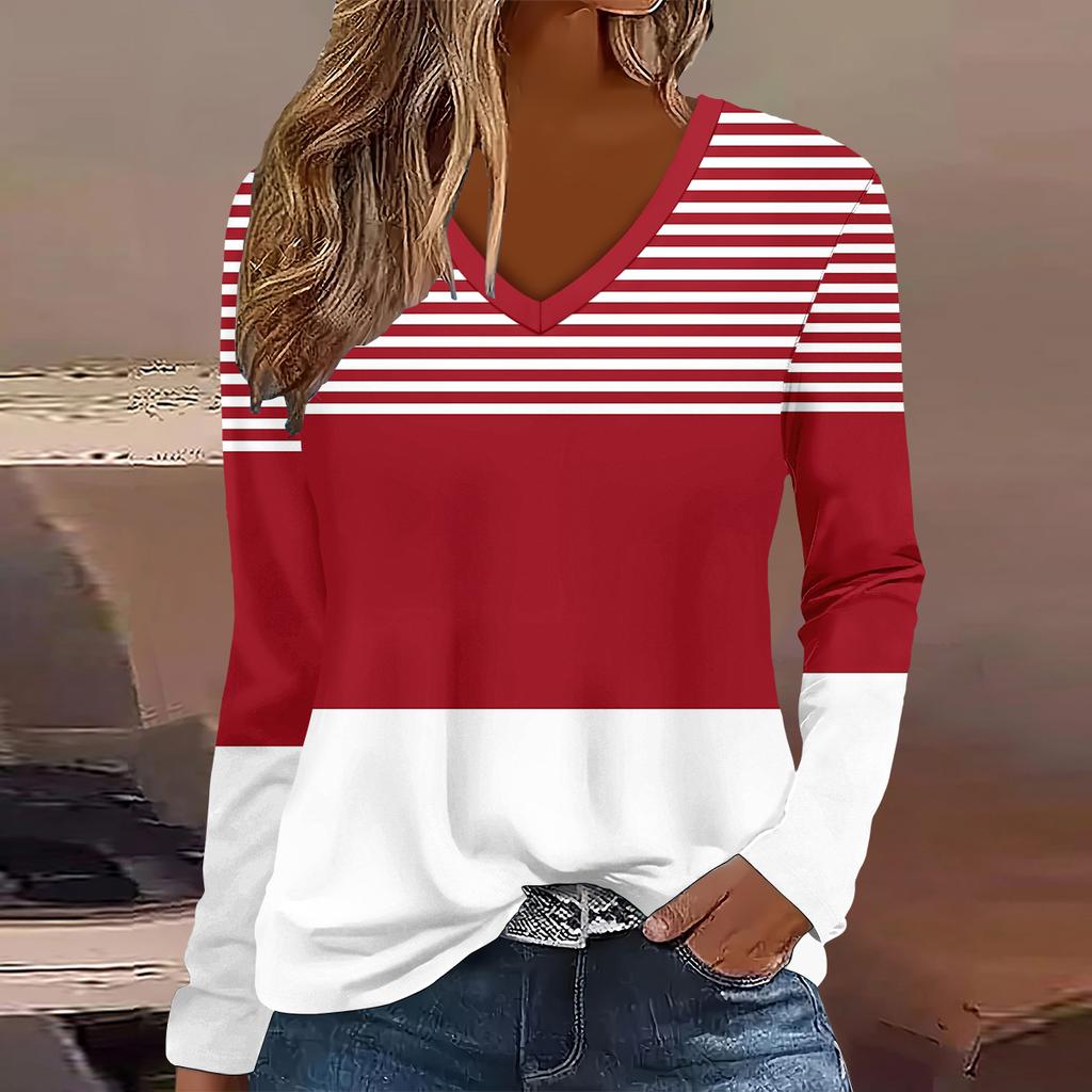 Summer New Fashion Women’s Casual  Long Sleeve Printed T-shirt