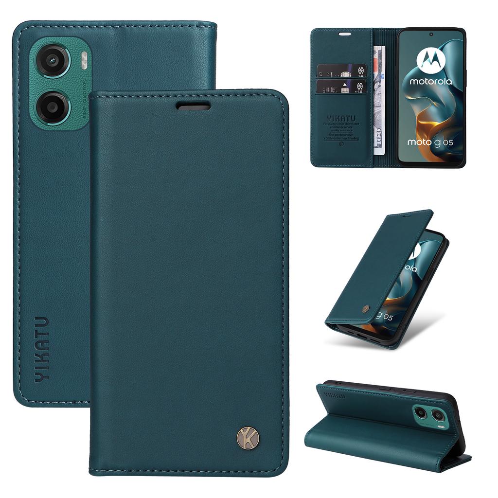 For Motorola Moto G05 4G Phone Cases YIKATU Magnetic Closure PU Leather Mobile Cover