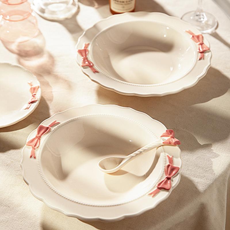 Sweet Modern Style Ceramic Plate Home Breakfast Delicious Yogurt Bowl High End Restaurant Fruit Salad Plates Exquisite Tableware