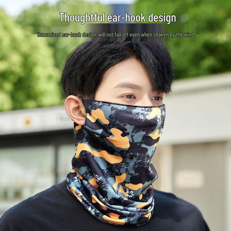 Ice Silk Sunscreen Face Mask for Men - Full Neck & Face UV Protection for Outdoor Cycling