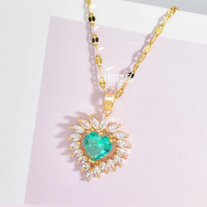 Small Feather Necklace Ethnic Style Retro Versatile Women'S Collarbone Chain Inlaid With Precious Stones Exquisite Jewelry