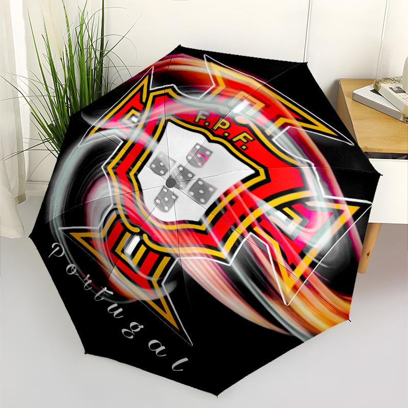 Portugal Football team Print Automatic Umbrella, 8 Rib Iron Frame, Plastic Handle, Suitable for Outdoor Travel &Daily , Ideal Gift