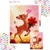 5D Diamond Painting Kit Lovely Bambi with Red Roses and Pink Heart for Home or Office Home Decor Art Diamond Painting Kit