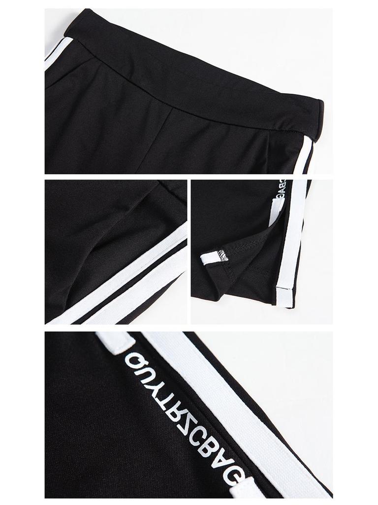 Women's High Waist Micro Flare Pants with Side Stripe and Slit