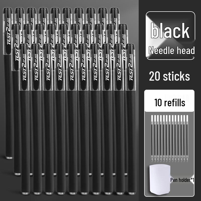 500 Neutral Exam Pens: Student 0.5mm Black Carbon Water-based Sign Pens with Refills