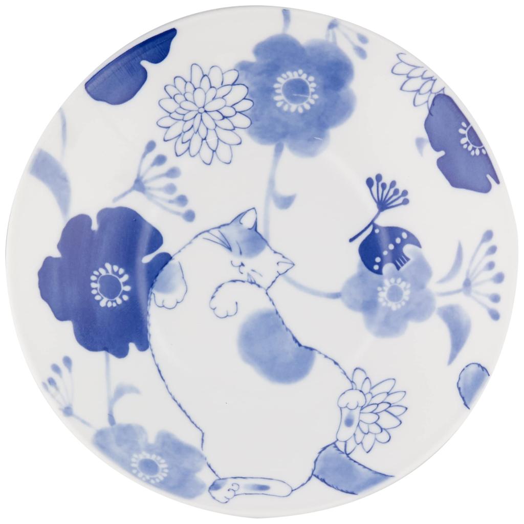 Ceramic Indigo Nohohon Cat Curry Plate Sora 23194