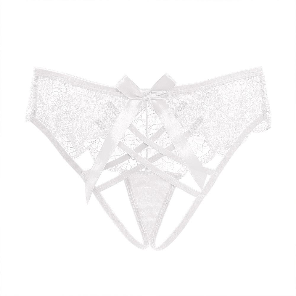 Sexy Lace Pure Lust Seduction Women's Briefs Mood Hollow Bow Mid-waist Comfortable Cotton Crotch Girl Panties