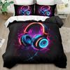 2/3pcs Music-Themed Duvet Cover Set, Soft Comfortable Breathable Bedding, Headphone Print, 100% Polyester, Machine Washable