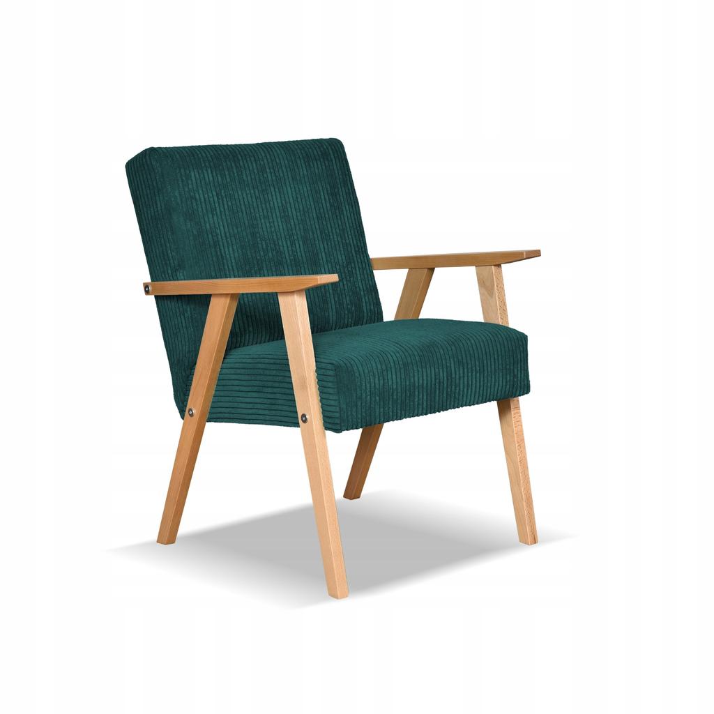 Fotel PRL zestaw retro vintage SOLER Family Meble zielony sztruks Anafi