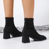 2025 New Women's Fashion Boots Square Toe Rough Heel High Elastic Short Boots Leopord Fashion Comfortable Plus-size Women Shoes