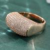 Luxury Micro Pave White CZ Women's Ring Aesthetic Gold Color Geometry Daily Wear Party Jewelry Anniversary Gift