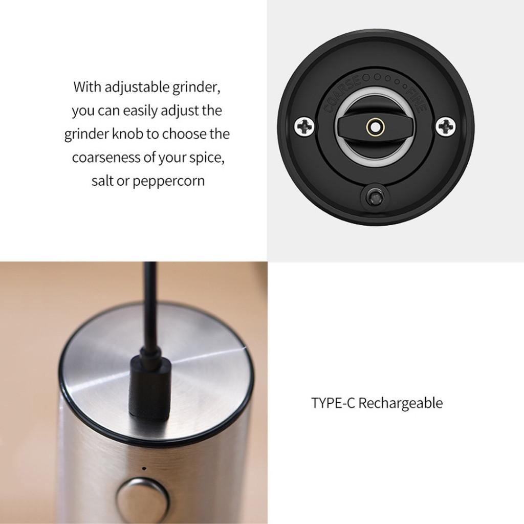 Kitchen Electric Pepper Grinder Storage Set Adjustable Coarseness Electric Grinder Sea Salt Automatic Grinding Machine