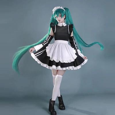 Vocaloid Miku Cosplay Costume Women Lolita Sexy Maid Dresses Headwear Apron Outfit Cute Party Unifrom Halloween Carnival Clothes
